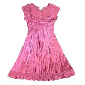 Vintage JR Nites Pink Crushed Satin Night Gown - L